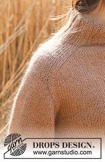 Salted Caramel / DROPS 236-7 - Pull tricoté de haut en bas en DROPS Puna et DROPS Kid-Silk, en jersey, avec manches marteau. Du S au XXXL.