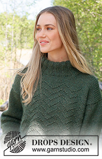 Appalachian Trails / DROPS 237-12 - Knitted sweater in DROPS Nepal and DROPS Kid-Silk. Piece is knitted bottom up with textured pattern and double neck edge. Size: S - XXXL