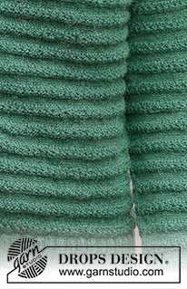 Green Harmony / DROPS 237-23 - DROPS Nord lõngast ülevalt alla kootud tekstuurse mustriga, raglaan varrukatega ja topeltkaelusega džemper suurustele S kuni XXXL