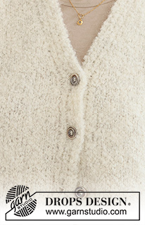 Snuggly Hug / DROPS 237-28 - Veste tricotée de bas en haut en jersey avec fentes sur les côtés, col V et bordures en côtes, en DROPS Alpaca Bouclé et DROPS Kid-Silk. Du XS au XXL.