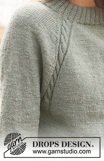 Sage Twist / DROPS 237-31 - Strikket bluse i DROPS BabyMerino. Arbejdet strikkes oppefra og ned med raglan, dobbelt halskant, snoninger og glatstrik. Størrelse S - XXXL.
