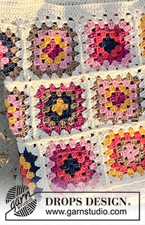Tuscan Tiles Tote / DROPS 238-4 - Sac crocheté en DROPS Safran. Se compose de carrés granny.