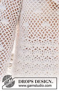 Shell Seeker Sweater / DROPS 240-3 - Horgolt pulóver DROPS Belle fonalból. A darabot alulról felfelé haladva csipkemintával és bogyókkal készítjük. S - XXXL méretekben.