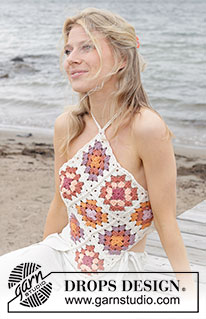Tic Tac Toe Top / DROPS 240-31 - Crocheted top in DROPS Paris. The piece is worked in squares. Sizes S - XXL.