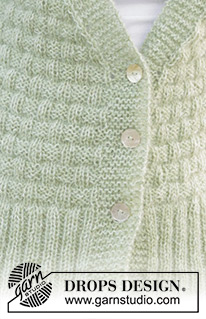 Scottish Thistle Cardigan / DROPS 241-5 - Propínací svetr s V-výstřihem a strukturovým vzorem pletený zdola nahoru z příze DROPS Alpaca a DROPS Kid-Silk. Velikost XS - XXL.