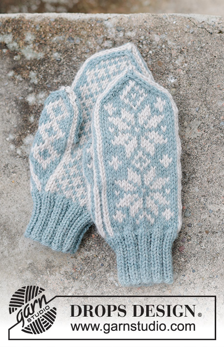 Snow Flake Mittens / DROPS 242-16 - Knitted mittens in DROPS Nepal. The piece is worked with Nordic pattern.