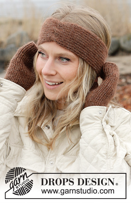 Autumn's Hush Headband / DROPS 242-18 - Bandeau tricoté en DROPS Alpaca et DROPS Kid-Silk. Se tricote en côtes avec torsades.