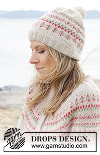 Something About Holly Hat / DROPS 242-20 - Knitted hat in DROPS Air. The piece is worked with multi-coloured pattern.