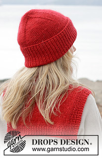 Cardinal Song / DROPS 242-22 - Knitted neck-warmer and hat in DROPS Lima and DROPS Kid-Silk. The piece is worked bottom up.