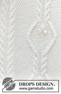 White Queen / DROPS 242-43 - Cachecol tricotado em DROPS Karisma ou DROPS Puna. Tricota-se em idas e voltas com torcidos e ponto de arroz duplo.
