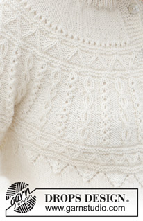 Avalanche Cardigan / DROPS 243-7 - Gilet tricoté de haut en bas en DROPS BabyMerino. Se tricote avec col doublé, empiècement arrondi, point fantaisie relief et fente sur les côtés. Du S au XXXL.