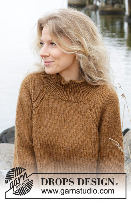 Ginger Dream / DROPS 244-22 - Knitted jumper in DROPS Alaska. The piece is worked top down in stocking stitch with raglan and high neck. Sizes S - XXXL.