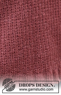 Rustic Berry Sweater / DROPS 245-26 - Gestrickter Pullover in DROPS Nepal. Die Arbeit wird von unten nach oben mit Reliefmuster, Schulterschrägung und hohem Kragen / Rollkragen gestrickt. Größe S - XXXL.