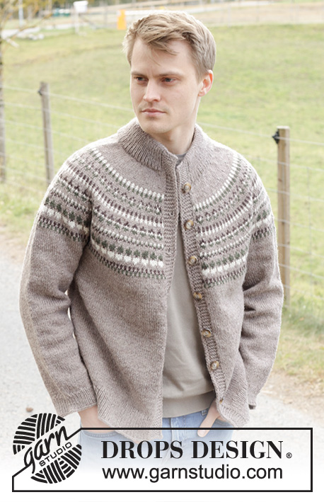 Boreal Circle Cardigan / DROPS 246-10 - Knitted jacket for men in DROPS Karisma. The piece is worked top down with round yoke and Nordic pattern. Sizes S - XXXL.