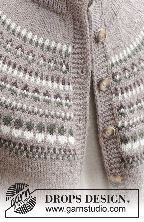 Boreal Circle Cardigan / DROPS 246-10 - Gilet tricoté de haut en bas pour homme en DROPS Karisma. Se tricote avec empiècement arrondi et jacquard nordique. Du S au XXXL.