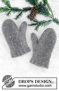 Snowslide Mittens / DROPS 246-17 - Pánské plstěné rukavice - palčáky pletené z příze DROPS Lima.