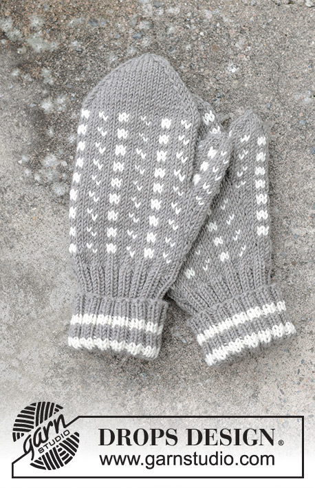 Winter Twilight Gloves / DROPS 246-18 - Manoplas a punto para hombre con patrón jacquard en DROPS Merino Extra Fine.