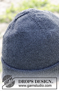 Blank Slate Hat / DROPS 246-27 - Cappello da uomo reversibile lavorato ai ferri in DROPS Baby Merino. Taglie: M – XL
