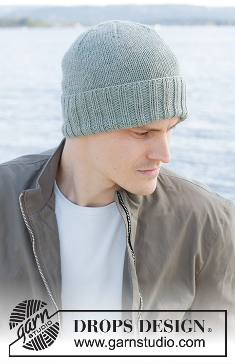 Leknes Hat / DROPS 246-32 - Knitted hat for men in DROPS Merino Extra Fine. Size M - XL