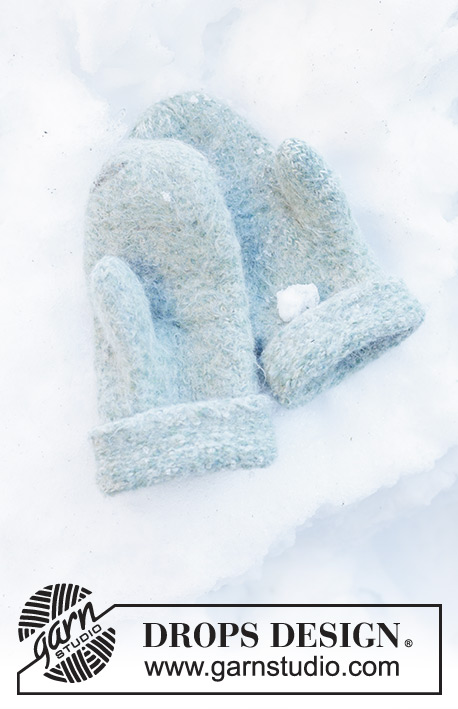 Winter Mint Mittens / DROPS 246-45 - Knitted and felted mittens for men in 2 strands DROPS Alpaca.