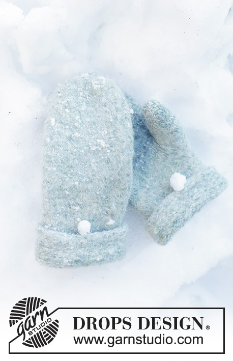 Winter Mint Mittens / DROPS 246-45 - Pánské plstěné rukavice - palčáky pletené dvojitou přízí DROPS Alpaca.