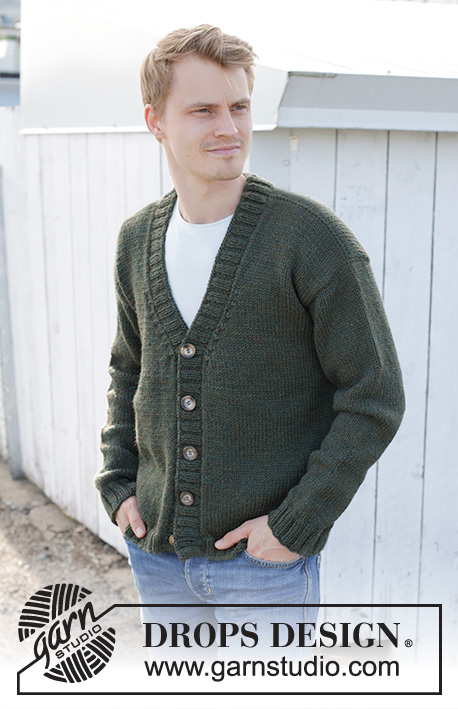 City Ranger / DROPS 246-7 - Knitted jacket for men in DROPS Nepal. The piece is worked bottom up with V-neck. Sizes S - XXXL.