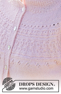 Quilting Bee Cardigan / DROPS 248-25 - Casaco tricotado de cima para baixo em DROPS Alpaca ou DROPS Flora. Tricota-se com gola dobrada, encaixe arredondado, ponto fantasia em relevo e I-cord. Do S ao XXXL.