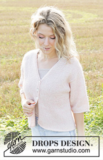 Pale Blossom / DROPS 248-35 - Knitted jacket in DROPS Alpaca and DROPS Kid-Silk. The piece is worked top down with European/diagonal shoulders, V-neck and I-cord. Sizes S - XXXL.