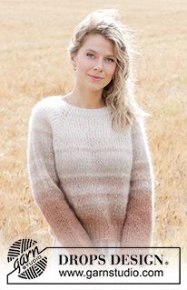 Falling Sand / DROPS 249-1 - Knitted jumper in 4 strands DROPS Kid-Silk. The piece is worked top down with raglan and stripes. Sizes S - XXXL.