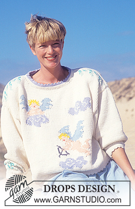 Adorably Angelic / DROPS 25-12 - DROPS sweater with angels and crochet borders in “Paris”. Size S – L.