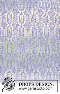 Perfectly Provence Cardigan / DROPS 250-21 - Casaco tricotado de baixo para cima, com 2 fios DROPS Kid-Silk ou 1 fio DROPS Brushed Alpaca Silk. Tricota-se com ponto rendado, decote em V e mangas montadas. Do S ao XXXL.