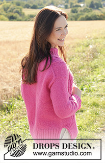 Berry Me Sweater / DROPS 250-33 - Pull tricoté de haut en bas en DROPS Air ou DROPS Paris. Se tricote avec épaules européennes / épaules biaisées et fentes sur les côtés. Du S au XXXL