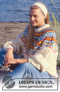 Life in Colour / DROPS 27-11 - DROPS sweater in Alaska with moss cables and yoke