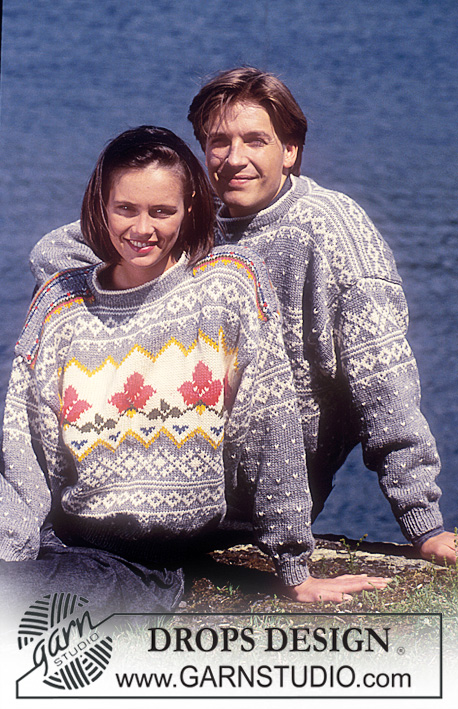DROPS 28-1 - Sweter na drutach, z żakardem z włóczki DROPS Alaska. Damski lub męski. Od S do L.