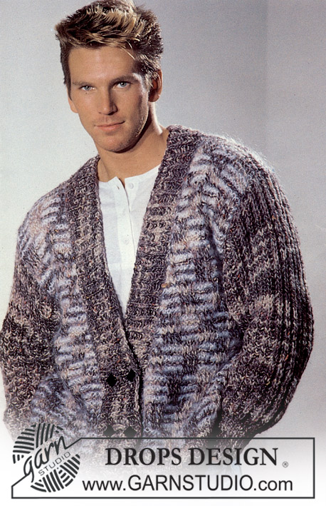 DROPS 3-21 - Rozpinany sweter na drutach, z włóczek DROPS Macao i DROPS Vienna. Od S do L.