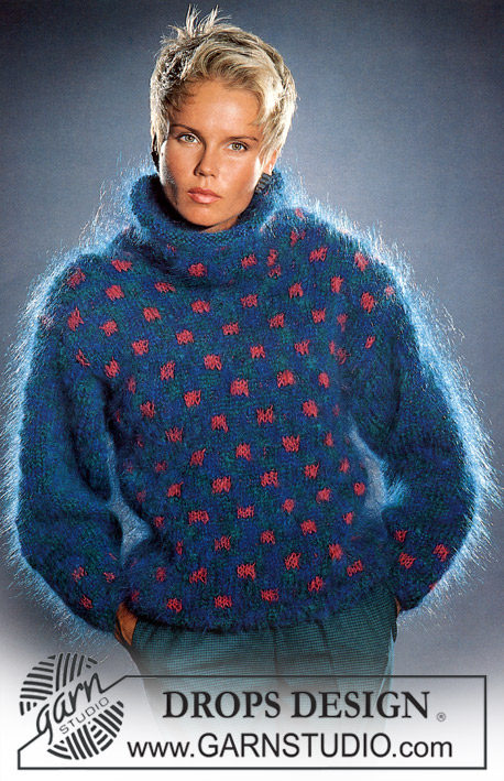 DROPS 3-8 - Sweter na drutach, z włóczki DROPS Magia, z żakardem z włóczki DROPS Vienna. Od S do L.