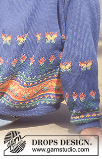Butterfly Sky / DROPS 30-14 - DROPS jumper with butterflies and pattern borders in “Muskat”. Size S – L.