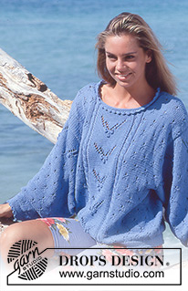 Lemon Sunshine / DROPS 30-16 - Knitted jumper with lace pattern in  DROPS Muskat or DROPS Cotton Light. Size M.