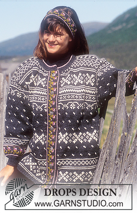 DROPS 32-12 - Jacket knitted either in Alaska or Karisma Superwash and with head band