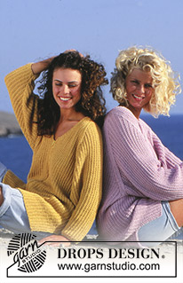 Warmer Days / DROPS 33-21 - Sweter przez głowę lub sweter na suwak ściegiem strukturalnym z pęknięciami na bokach, z włóczki DROPS Muskat. Wersja krótka i długa. Od S do L.