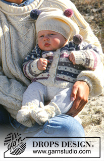 Tiny Jester / DROPS 36-16 - Knitted jacket with Nordic Fana pattern, hat and socks in ‘Karisma Superwash’. Sizes 3 months-3 years.
Set consists of: Jacket, hat and socks.