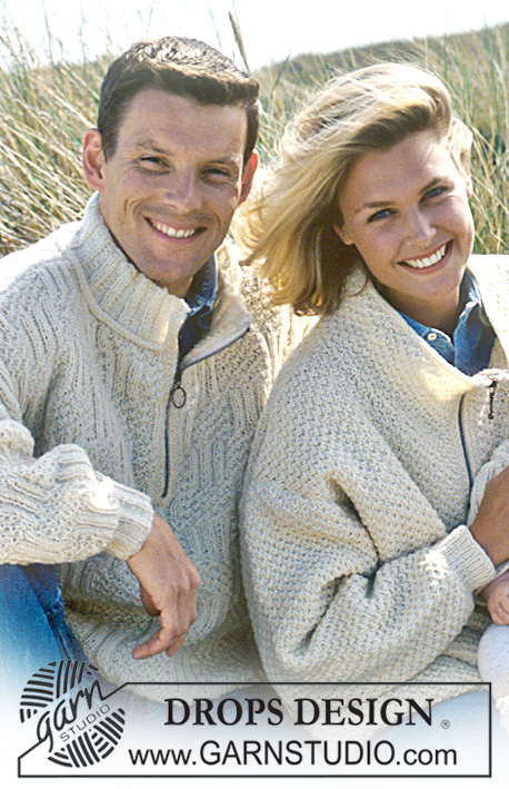 DROPS 36-4 - Damski lub męski sweter na drutach, ze ściegiem strukturalnym, z włóczki DROPS Karisma Superwash. Od S do L. W wersji krótkiej lub długiej.
