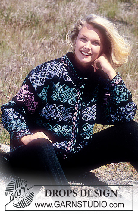 DROPS 36-8 - Rozpinany sweter na drutach, z żakardem, z włóczki DROPS Karisma Superwash. Wersja krótka lub długa. Od S do L.