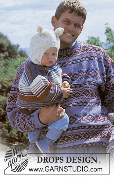 DROPS 39-13 - Dziecięcy sweter na drutach, w paski i kominiarka/ balaclava na drutach z włóczki DROPS Karisma. Od 2 do 11/12 lat.