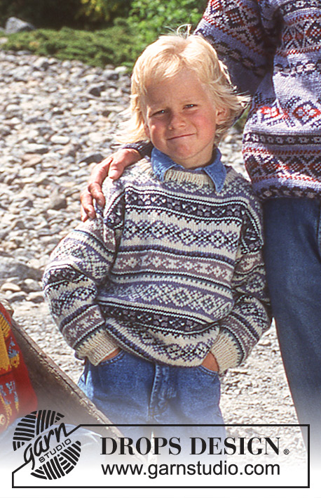 DROPS 39-15 - Dziecięcy sweter lub rozpinany sweter na drutach, z żakardem, z włóczki DROPS Karisma. Od 2 do 12 lat.