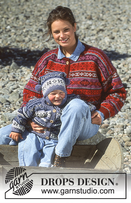 DROPS 39-19 - Damski lub męski rozpinany sweter na drutach, z żakardem, z włóczki DROPS Karisma. Od S do L.