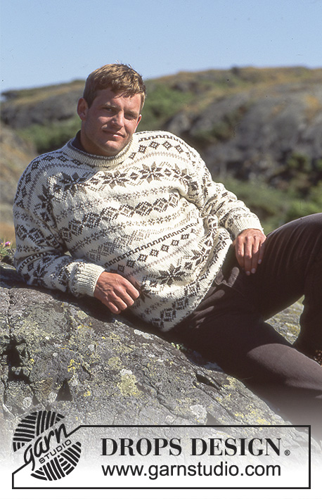 Erikson / DROPS 39-22 - Damski lub męski sweter na drutach, z żakardem, z włóczki DROPS Karisma. Od S do L.