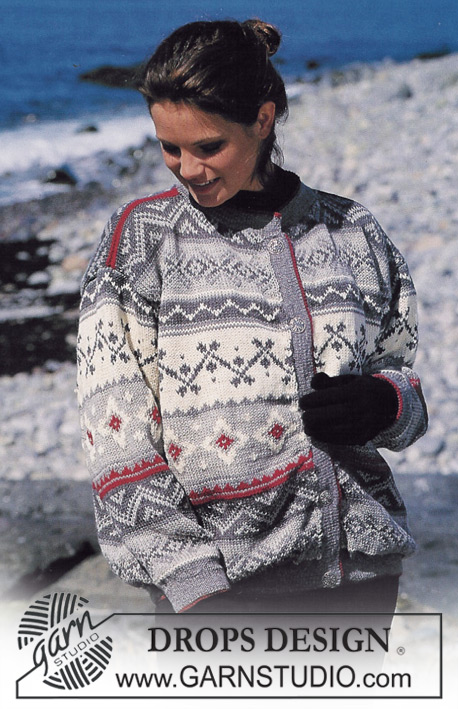 DROPS 40-23 - Rozpinany sweter na drutach, z żakardem norweskim, z włóczki DROPS Karisma. Od S do L.