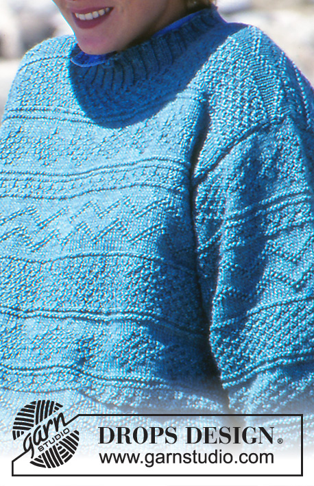 Water Textures / DROPS 40-8 - Damski lub męski sweter na drutach, ze ściegiem strukturalnym, z włóczki DROPS Karisma. Od S do L.