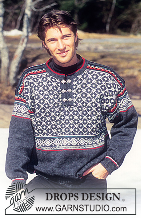 DROPS 47-14 - Herre sweater til herre i Karisma med nordisk rudemønster